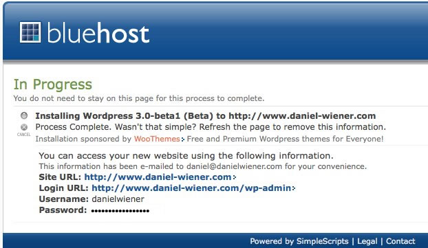 install wordpress bluehost website tutorial