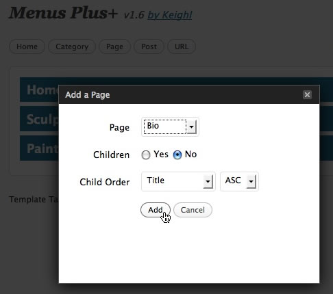 menus plus+ with WPFolio