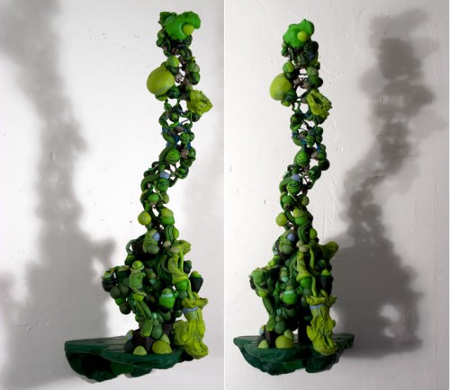 tall_green_tower, 27 x 8 x 4 inches, Apoxie-Sculpt, wire