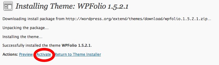 Activate WPfolio