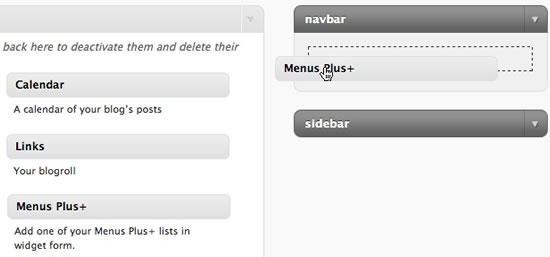 adding menus plus+ to navbar in WPFolio